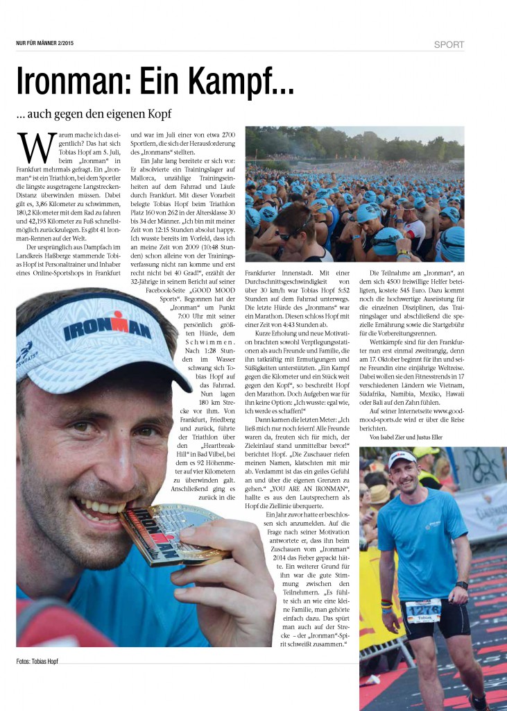 Tagblatt Artikel Ironman 2015